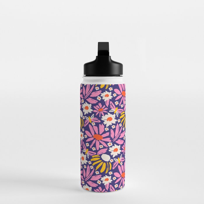 Wild Floral - Red, Blue and Pink Water Bottle Gallery Image 3