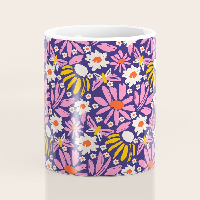 Wild Floral - Red, Blue and Pink Coffee Mug Gallery Image 4