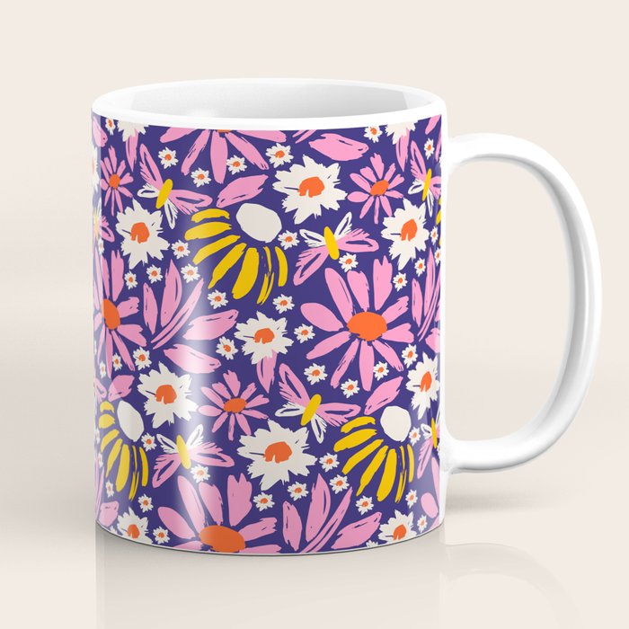 Wild Floral - Red, Blue and Pink Coffee Mug Gallery Image 1