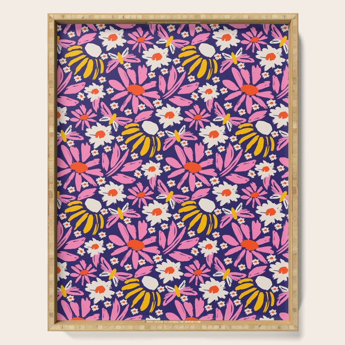 Wild Floral - Red, Blue and Pink Serving Tray Gallery Image 1