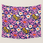 Wild Floral - Red, Blue and Pink Wall Tapestry Gallery Image 4