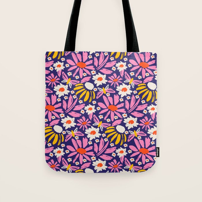 Wild Floral - Red, Blue and Pink Tote Bag Gallery Image 1