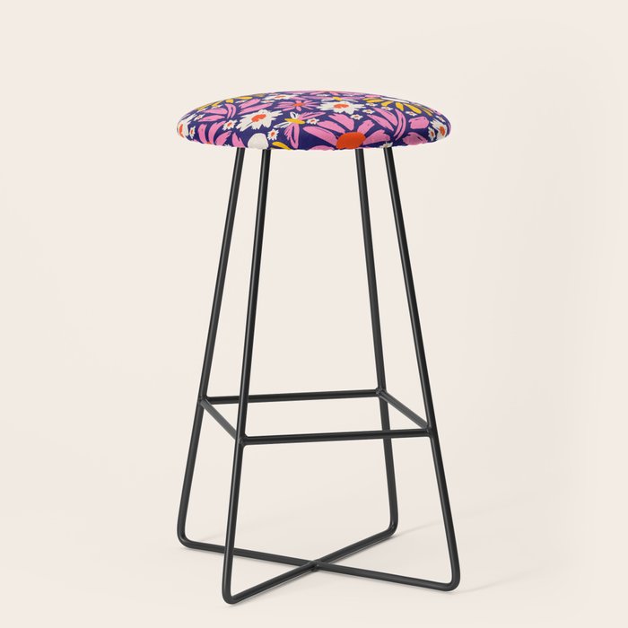 Wild Floral - Red, Blue and Pink Stool Gallery Image 1