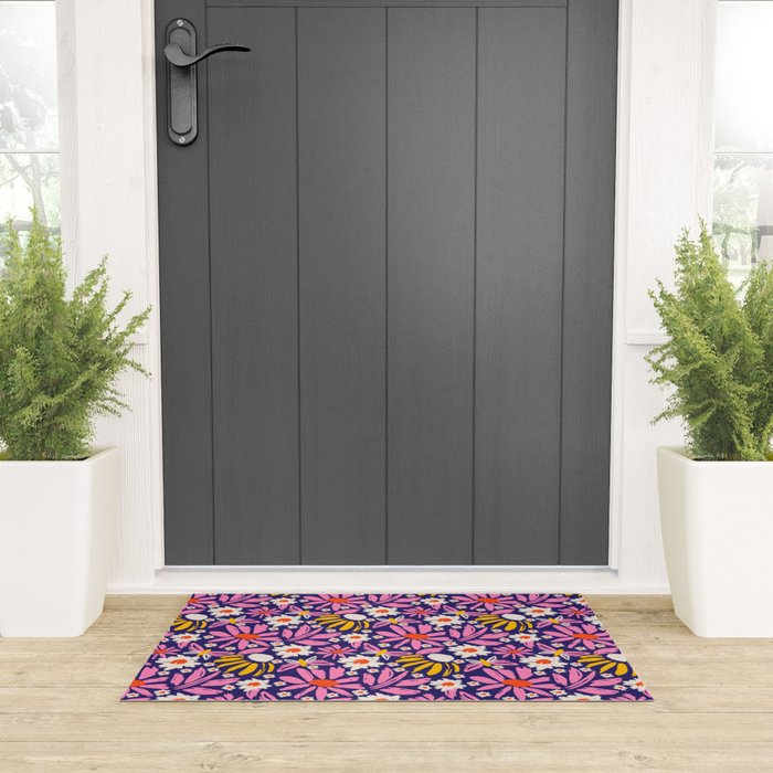 Wild Floral - Red, Blue and Pink Welcome Mat Gallery Image 3