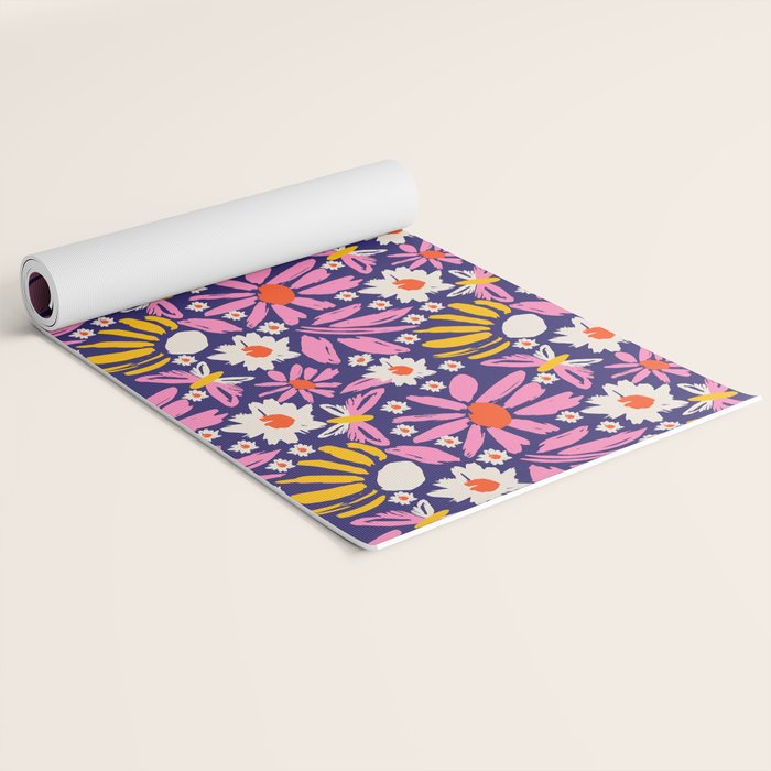 Wild Floral - Red, Blue and Pink Yoga Mat Gallery Image 2