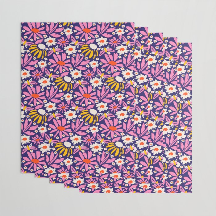 Wild Floral - Red, Blue and Pink Wrapping Paper Gallery Image 3