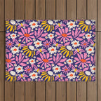 Wild Floral - Red, Blue and Pink Outdoor Rug Gallery Image 1