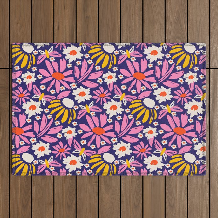Wild Floral - Red, Blue and Pink Outdoor Rug Gallery Image 1