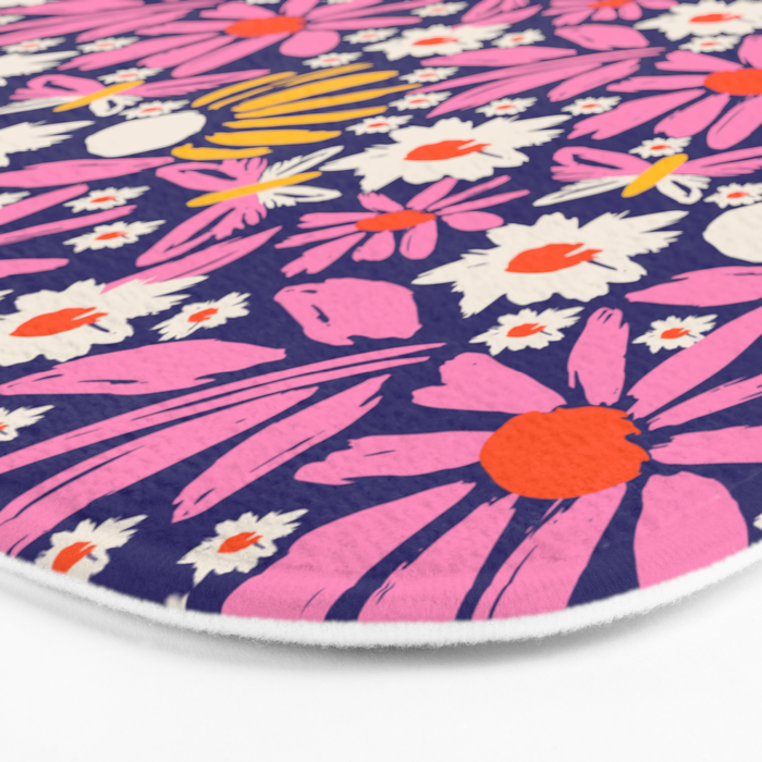 Wild Floral - Red, Blue and Pink Bath Mat Gallery Image 3
