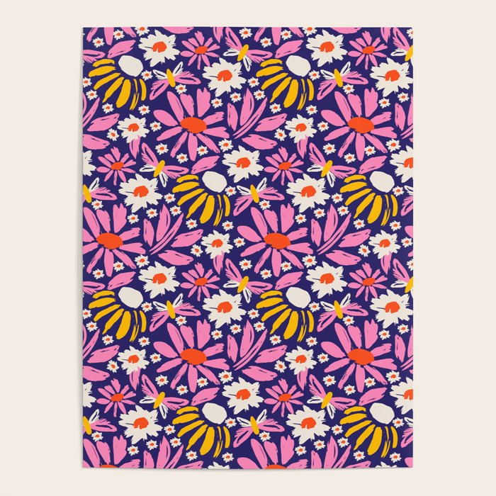 Wild Floral - Red, Blue and Pink Poster Gallery Image 4