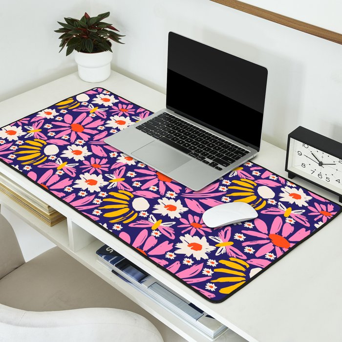 Wild Floral - Red, Blue and Pink Desk Mat Gallery Image 2