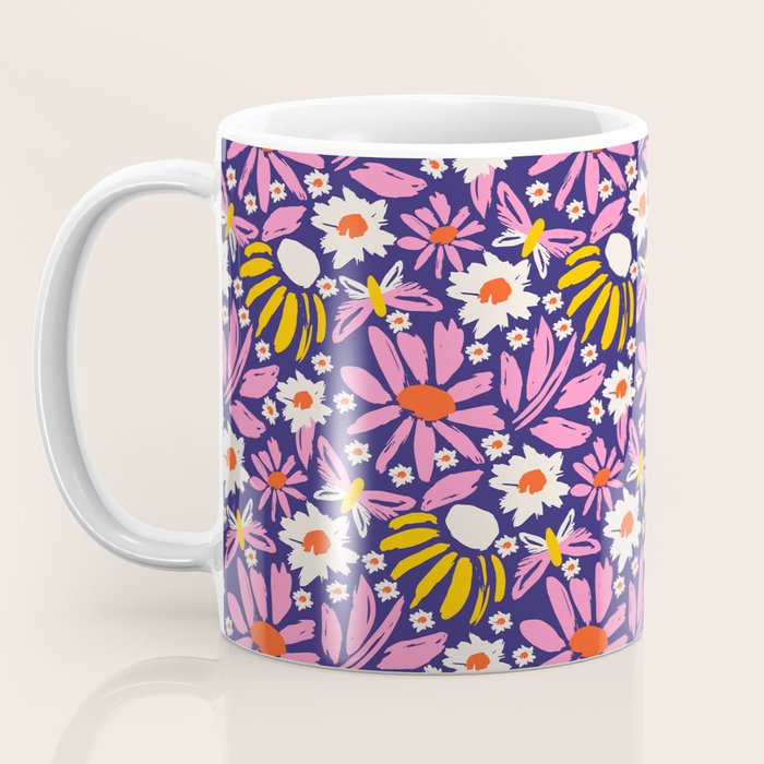Wild Floral - Red, Blue and Pink Coffee Mug Gallery Image 3
