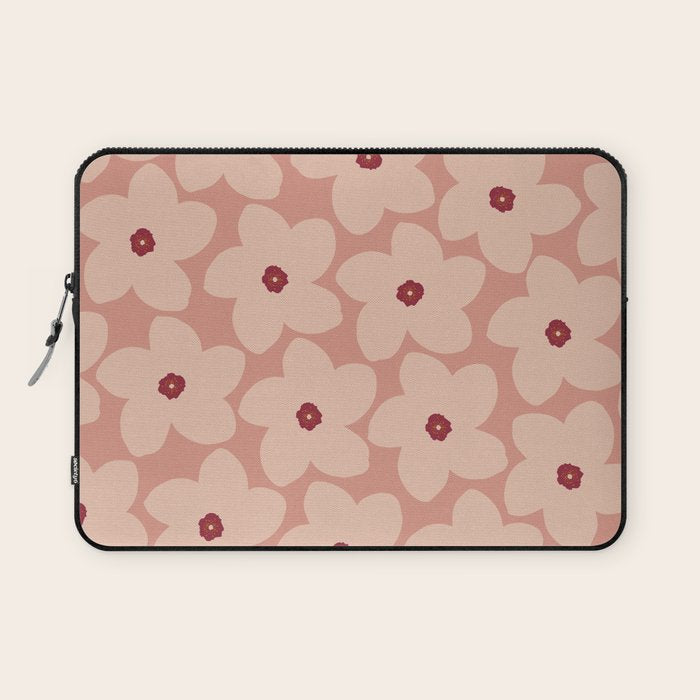 Terracotta Pink Retro Flower Laptop Sleeve Gallery Image 1
