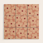 Terracotta Pink Retro Flower Wood Wall Art Gallery Image 1