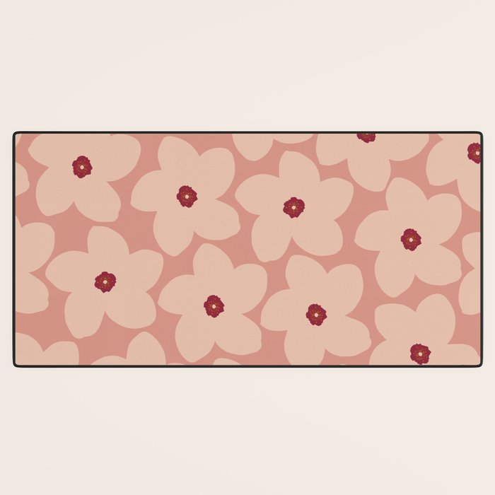 Terracotta Pink Retro Flower Desk Mat Gallery Image 3