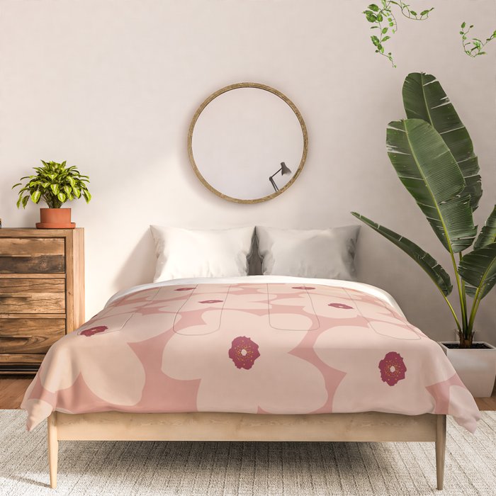 Terracotta Pink Retro Flower Comforter Gallery Image 3
