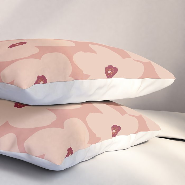 Terracotta Pink Retro Flower Pillow Sham Gallery Image 3