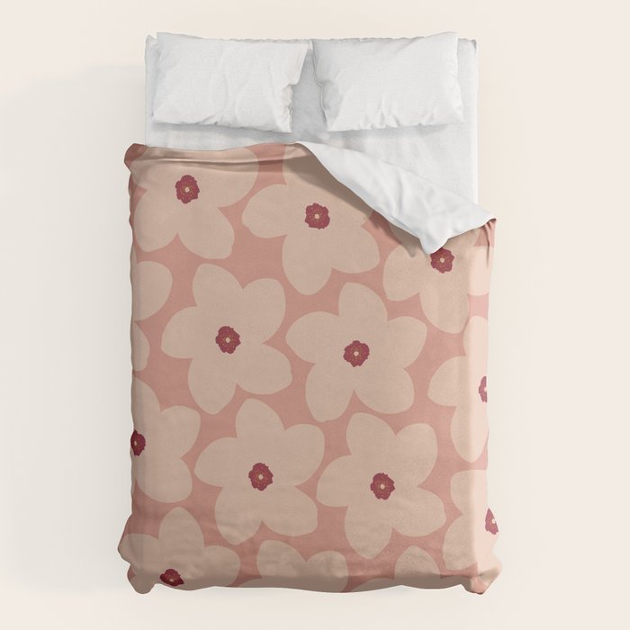 Terracotta Pink Retro Flower Duvet Cover Gallery Image 6