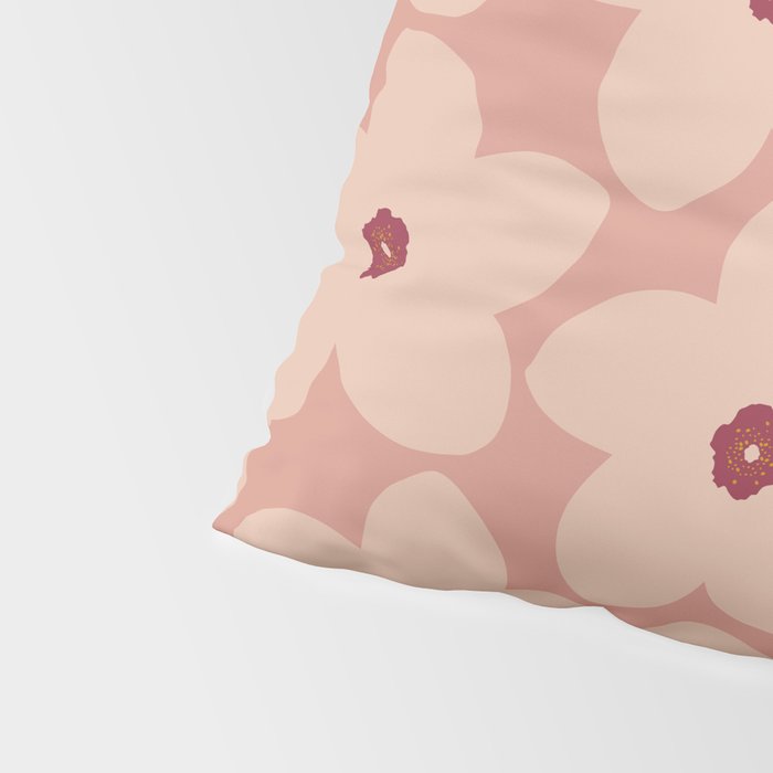 Terracotta Pink Retro Flower Pillow Sham Gallery Image 4