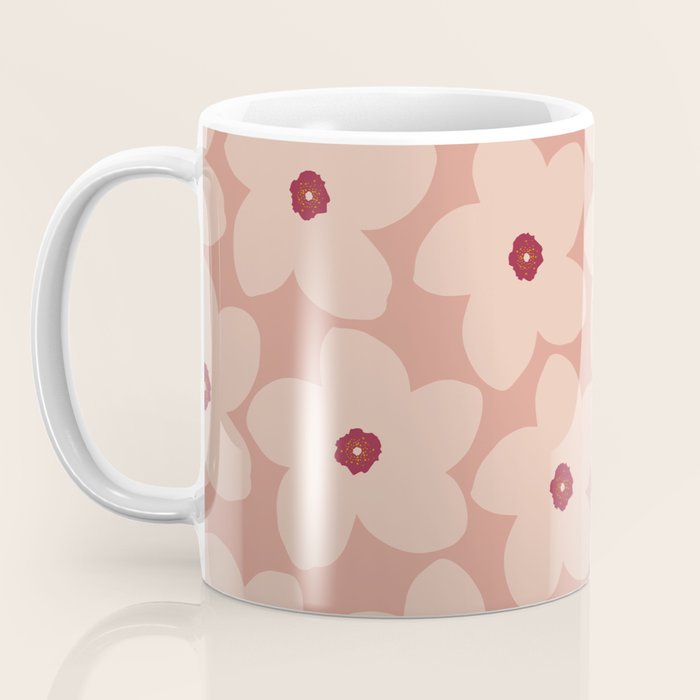 Terracotta Pink Retro Flower Coffee Mug Gallery Image 3
