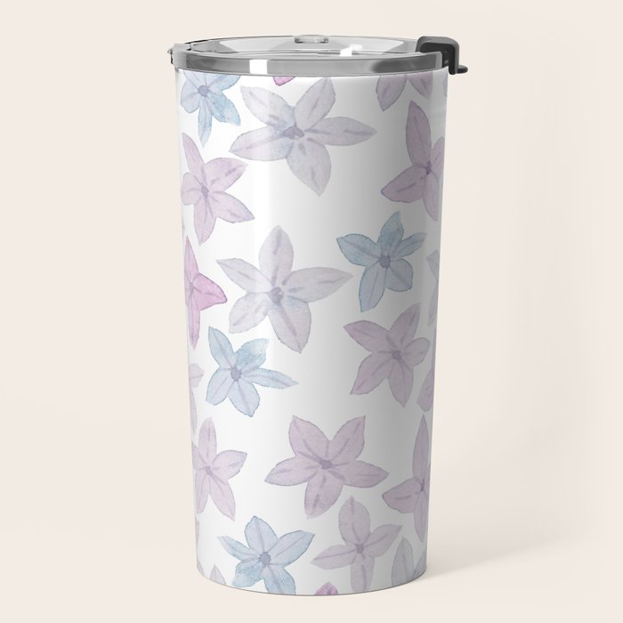 Watercolor hand painted lavender lilac blue floral Travel Mug Gallery Image 2