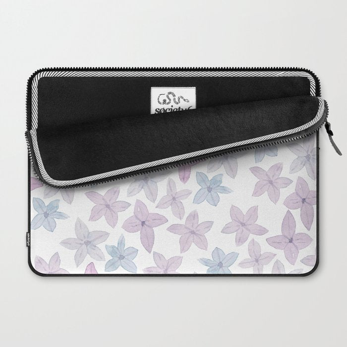 Watercolor hand painted lavender lilac blue floral Laptop Sleeve Gallery Image 2