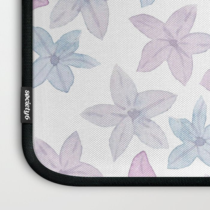 Watercolor hand painted lavender lilac blue floral Laptop Sleeve Gallery Image 3