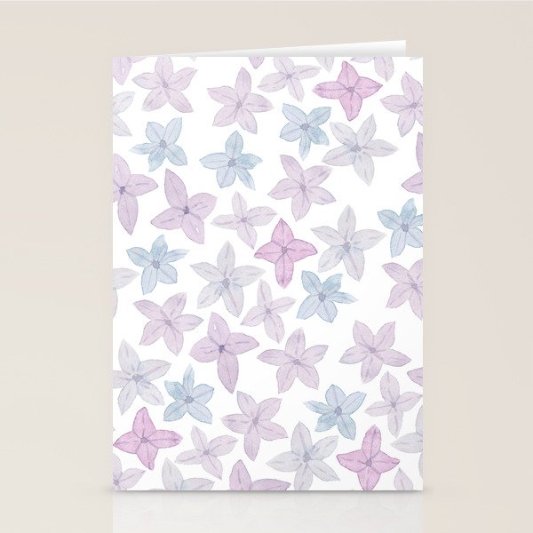 Watercolor hand painted lavender lilac blue floral Stationery Card Gallery Image 1