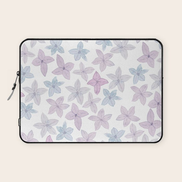 Watercolor hand painted lavender lilac blue floral Laptop Sleeve Gallery Image 1