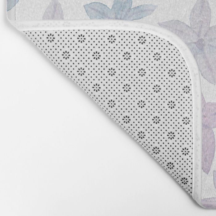 Watercolor hand painted lavender lilac blue floral Bath Mat Gallery Image 2