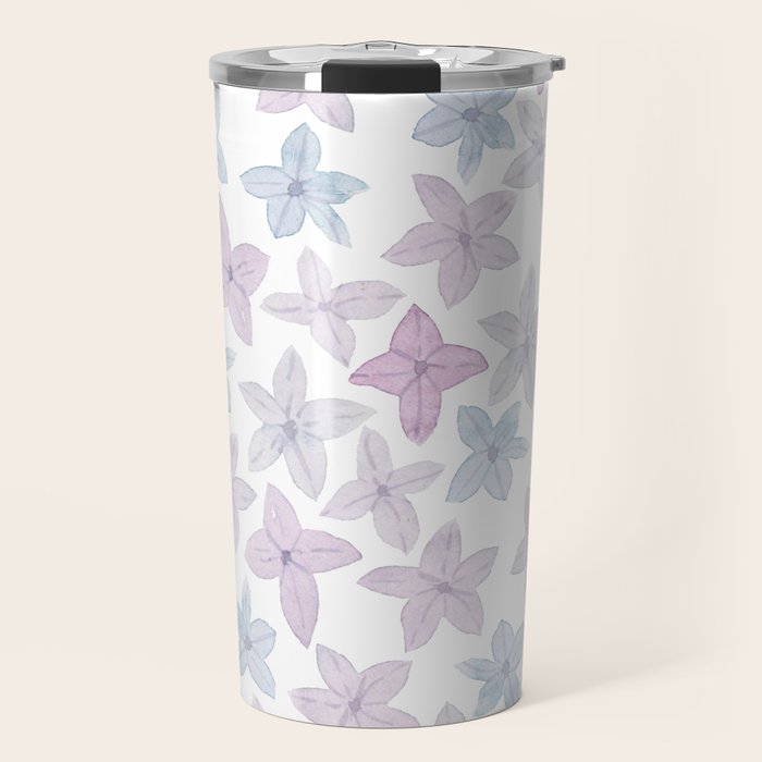 Watercolor hand painted lavender lilac blue floral Travel Mug Gallery Image 1