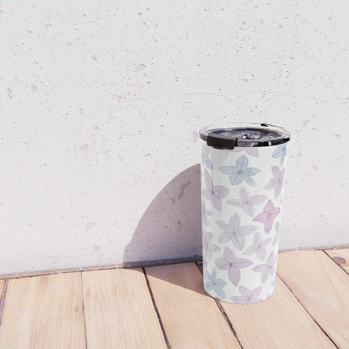 Watercolor hand painted lavender lilac blue floral Travel Mug Gallery Image 4