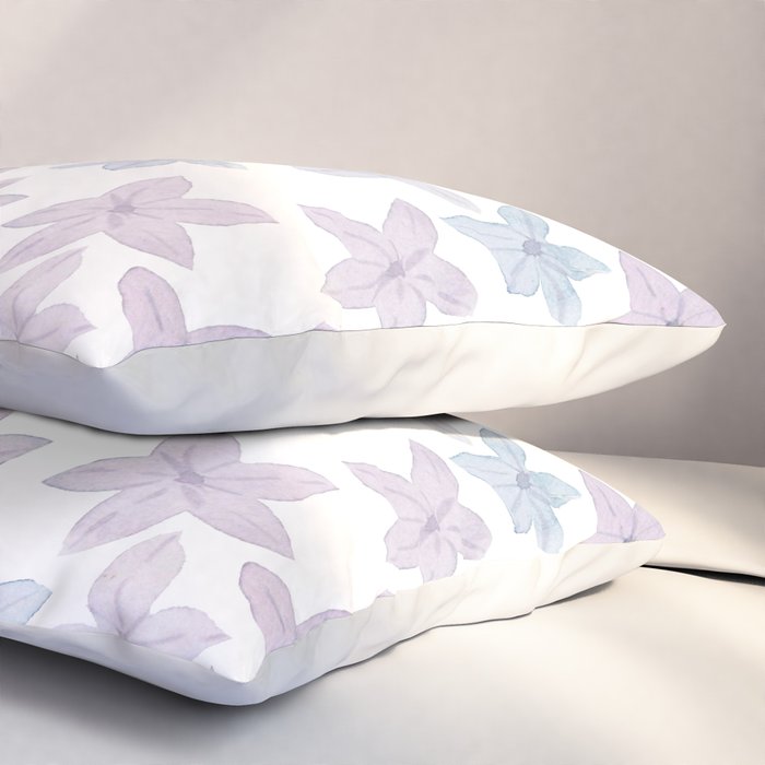 Watercolor hand painted lavender lilac blue floral Pillow Sham Gallery Image 3