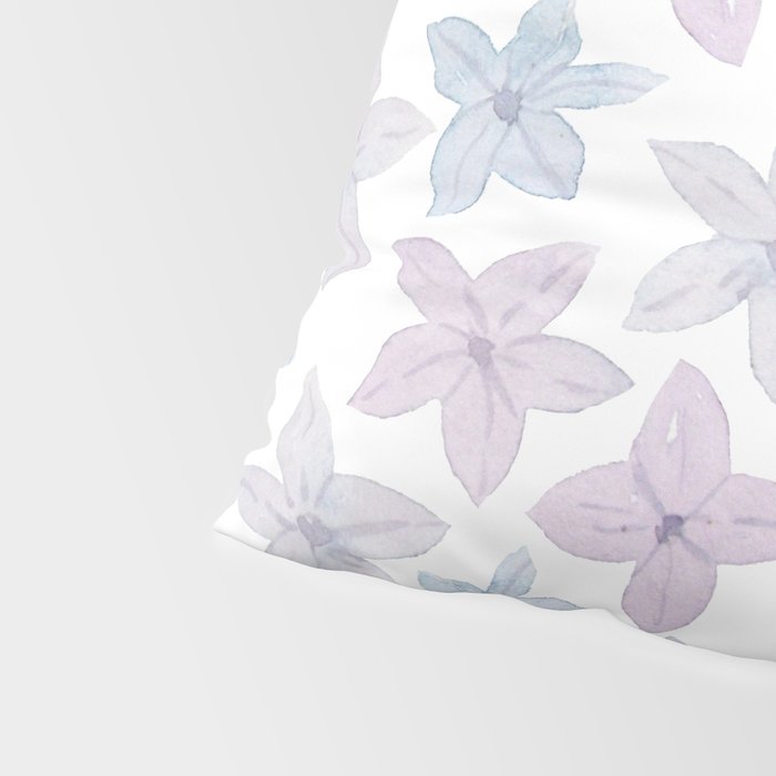 Watercolor hand painted lavender lilac blue floral Pillow Sham Gallery Image 4