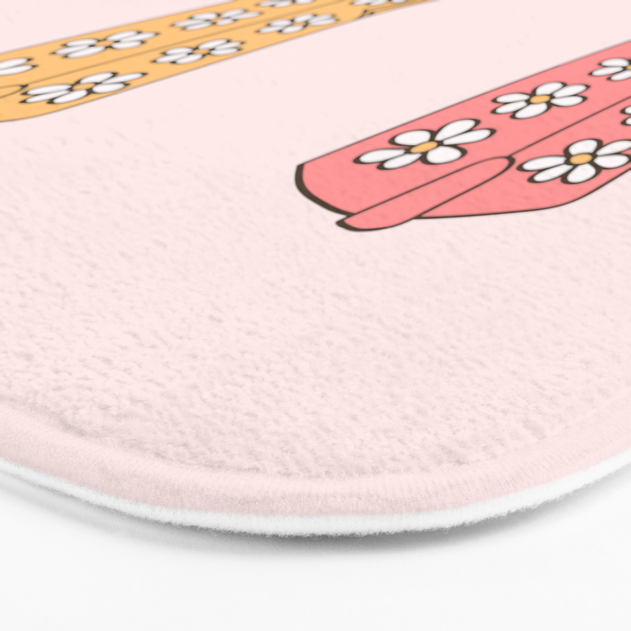 Cowgirl Boots and Daisies, Blush Pink, Mint, Cute Pastel Cowboy Pattern Bath Mat Gallery Image 3