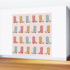 Cowgirl Boots and Daisies, Blush Pink, Mint, Cute Pastel Cowboy Pattern Wall Mural Gallery Image 2