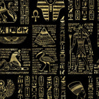 Egyptian hieroglyphs and deities gold on black Coffee Mug Gallery Image 2