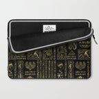 Egyptian hieroglyphs and deities gold on black Laptop Sleeve Gallery Image 2