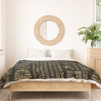 Egyptian hieroglyphs and deities gold on black Duvet Cover Gallery Image 3