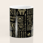 Egyptian hieroglyphs and deities gold on black Coffee Mug Gallery Image 4