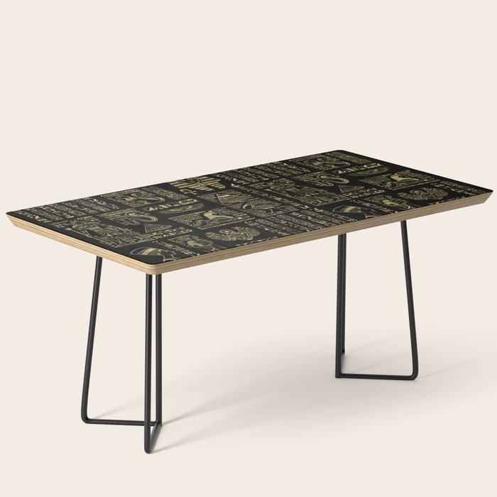 Egyptian hieroglyphs and deities gold on black Coffee Table Gallery Image 1