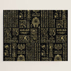 Egyptian hieroglyphs and deities gold on black Jigsaw Puzzle Gallery Image 1