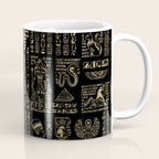 Egyptian hieroglyphs and deities gold on black Coffee Mug Gallery Image 1