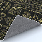 Egyptian hieroglyphs and deities gold on black Rug Gallery Image 4
