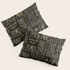 Egyptian hieroglyphs and deities gold on black Pillow Sham Gallery Image 3