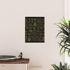 Egyptian hieroglyphs and deities gold on black Poster Gallery Image 2