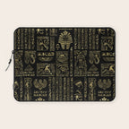 Egyptian hieroglyphs and deities gold on black Laptop Sleeve Gallery Image 1