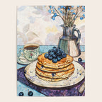 Blueberry Pancakes and Coffee Watercolor Breakfast Still Life Poster Gallery Image 4