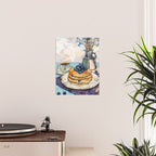 Blueberry Pancakes and Coffee Watercolor Breakfast Still Life Poster Gallery Image 2