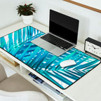 Turquoise Palm Leaves Desk Mat Gallery Image 2